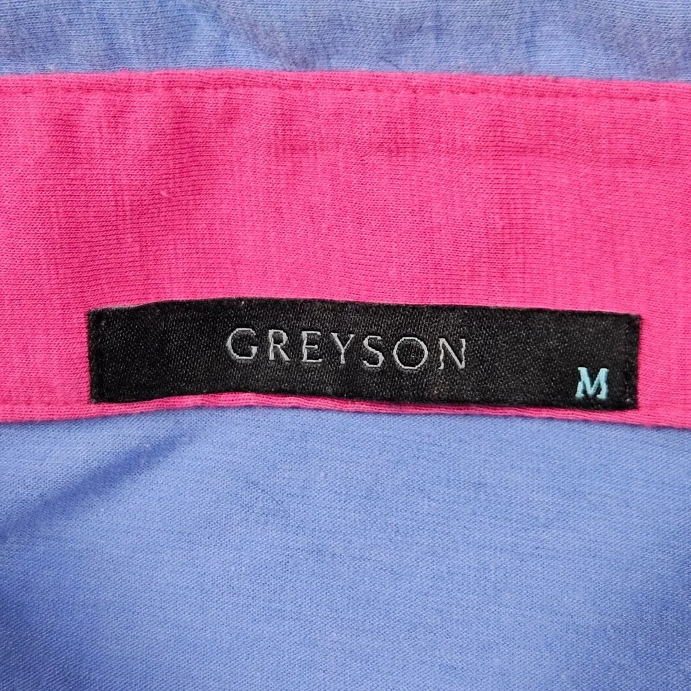 Greyson Polo Shirt Mens Medium Blue‎ Pima Cotton Blend Pocket Golf Logo Stretch